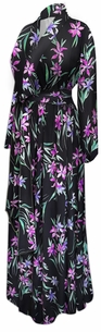 NEW! Ultra Soft Brushed Jersey Violet Night Print Plus Size & Supersize Retro Style Dressing Gown / Hostess Robes 1x-9x