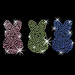 NEW! 3 Bunny Peeps Sparkly Rhinestud Rhinestones Plus Size & Supersize T-Shirts S M L XL 2x 3x 4x 5x 6x 7x 8x 9x (All Colors)