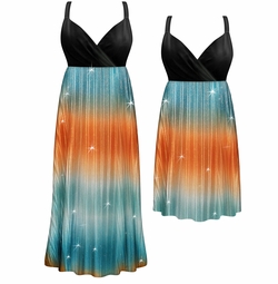 SALE! Customizable Plus Size Glittery Copper & Teal Crinkle Satiny Empire Waist Dress 0x 1x 2x 3x 4x 5x 6x 7x 8x