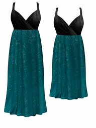 Customizable Plus Size Teal Sheer Glitter - Fully Lined Empire Waist Dress 0x 1x 2x 3x 4x 5x 6x 7x 8x