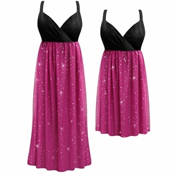 Customizable Plus Size Sheer Pink With Sparkles Empire Waist Dress 0x 1x 2x 3x 4x 5x 6x 7x 8x