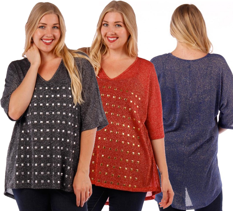 Set of 6 Blue Coastal Lurex Top(S, M & L)