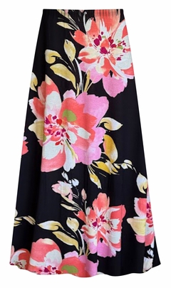 NEW!  Large Pink Flowers Rayon Jersey Print Skirts - Plus Size Customizable 1x to 9x