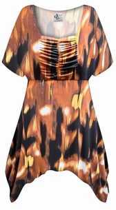 Plus Size Autumn Ember Slinky Ruched Babydoll Top for Women � Slinky Tunic with Handkerchief Hem XL-9X