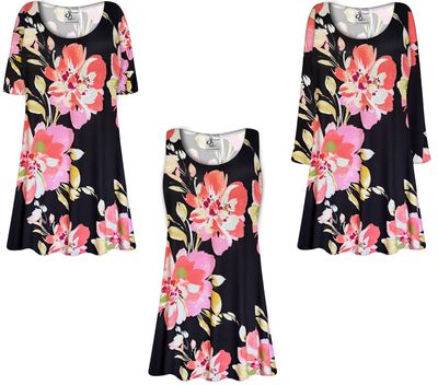 NEW! Large Pink Flowers Rayon Jersey Customizable Tops - Plus Size 0x-9x