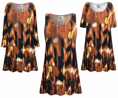 Plus Size Autumn Ember Slinky Tunic Top � Sleeveless, Short & 3/4 Sleeve XL-9X 
