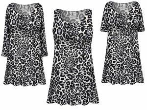 Plus Size Leopard Print A-Line Tunic Top | Slinky Poly-Spandex Customizable Blouse | XL-9X
