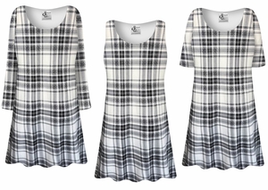 Black & White Plaid Custom Top - Adjustable Sleeve, Neckline & Length Options | A-Line Tunic (XL-9X)