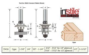 Amana 55436 In Style / Rail Router Bit  Set