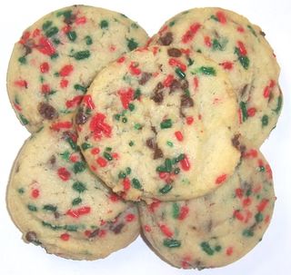 1 Pound Christmas Jimmie Cookies with Chocolate Chip in a Decorative Tray with Krinkle