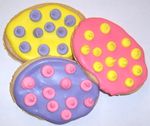 1 Pound Mixed Iced Egg Shaped Cookies with Mixed Polka-Dots in a Decorative Tray with Krinkle