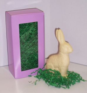  7 1/2" 1 Pound  Solid Chocolate Easter Bunny in a Lavender Box