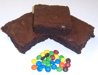 Brownies with M&M's in a 1/2 Pound Decorative Box