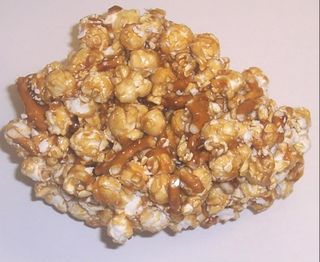 Caramel Popcorn with Pretzels in a Pail