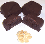 Chocolate Covered Brownie Bites with Peanuts in a 1 lb. Decorative Square Box  