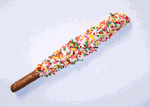 Chocolate Pretzel Rod with Rainbow Jimmies