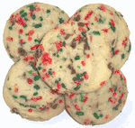 Christmas Jimmie Sugar Cookies with Chocolate Chips in a Large Tin