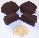 Dark Chocolate Covered Browine Bites with Rice Krispies in a 1 Pound Decorative Tray with Krinkle