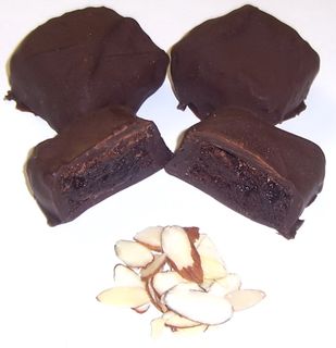 Dark Chocolate Covered  Brownie Bites with Almonds in a 1/2 Pound Decorative Bag  