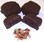 Dark Chocolate Covered Brownie Bites with Pecans in a 1 Pound Decorative Bag