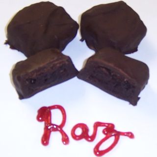 Dark Chocolate Covered Raspberry Brownie Bites in a Can