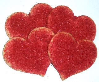 Heart Shaped Sugar Cookies with Red Sugar in a 6 Pound White Box