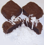 Milk Chocolate Covered Browine Bites with Coconut in a 1 Pound Square Box