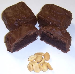 Milk Chocolate Covered Browine Bites with Peanuts in a 1 Pound Decorative Tray with Krinkle