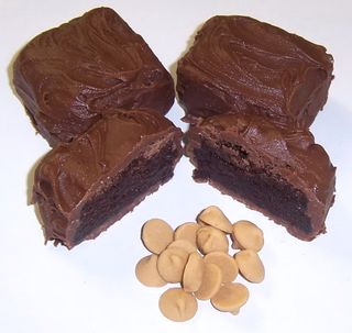 Milk Chocolate Covered Brownie Bites with Peanut Butter Chips in a 8 oz. Standing Box