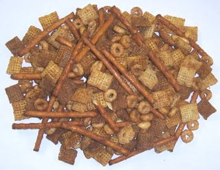 Old Bay Cereal Snack Mix in a 1/2 Pound Square Box