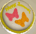 Single Layer Cake with Gummie Butterflys