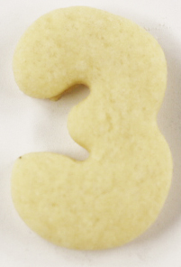 Undecorated 2" The Number 3  Sugar Cookies