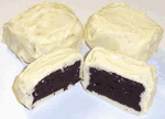 White Chocolate Covered Browine Bites in a 1 Pound Square Box