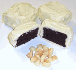 White Chocolate Covered Brownie Bites with Macadamia Nuts in a 1/2 Pound Decorative Box  