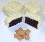 White Chocolate Covered Brownie Bites with Peanut Butter Chips in a Decorative Box  