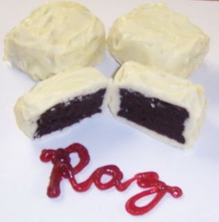 White Chocolate Covered Raspberry Brownie Bites in a 1/2 Pound Decorative Box  