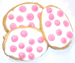 White Iced Egg Shaped Sugar Cookies with Pink Polka-Dots in a 2 Pound White Box