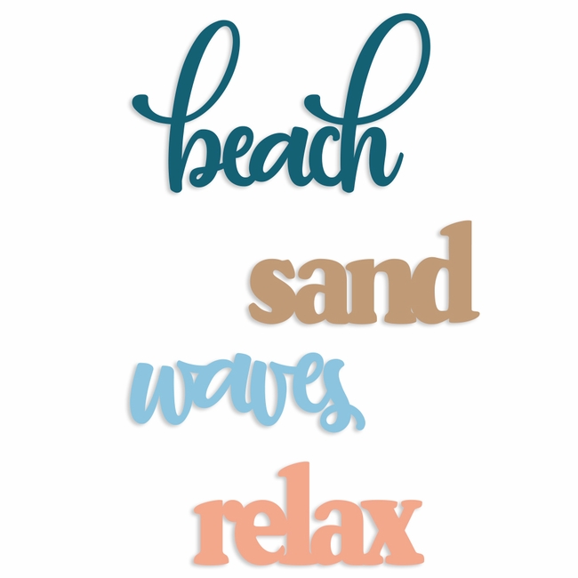 Beach words embellishment pack