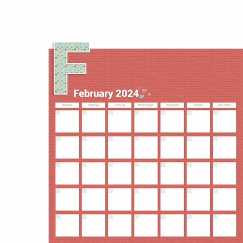 Calendar: February 2 Piece Print and Cut Kit