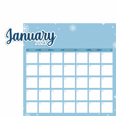 Calendar: January 2 Piece Laser Die Cut Kit