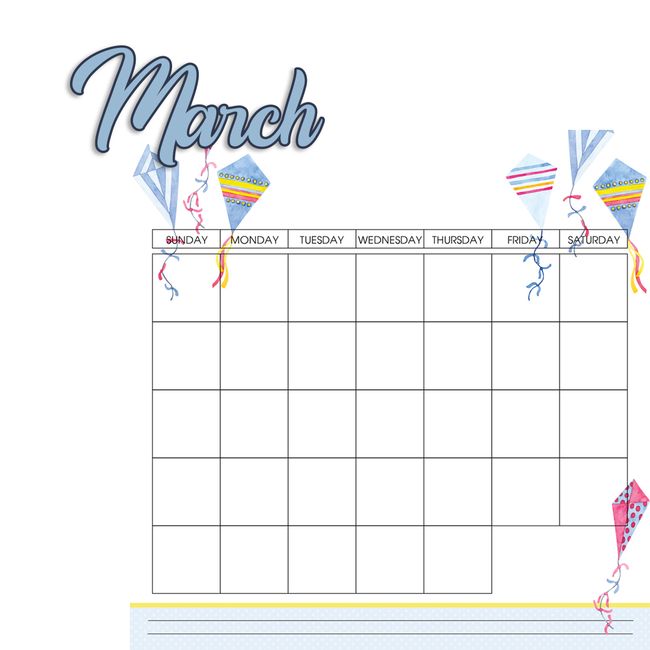 Calendar: March 2 Piece Laser Die Cut Kit