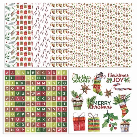 Happy Christmas Cut Outs and 12 x 12 Paper Kit