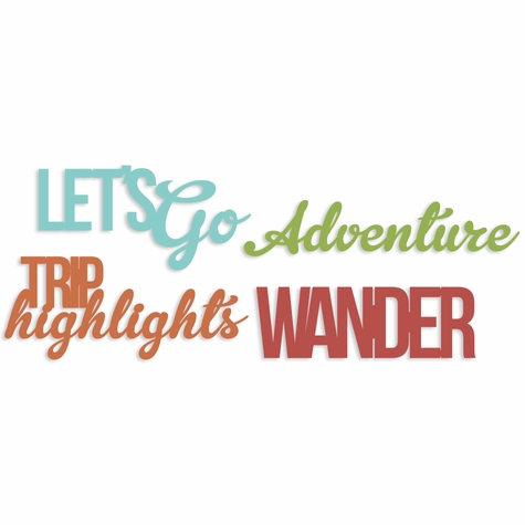 Road Trip words embellishment pack