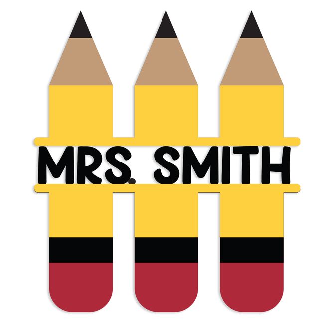 School Custom Name with Pencils Laser Die Cut