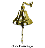 6" Brass Bell (Made in Italy) Fixed Bracket - click to enlarge
