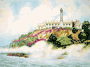 Alcatraz, CA. Lighthouse: Watercolor Print.