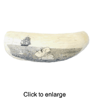 Antique Scrimshaw Whales Tooth  with Moby Dick scene - click to enlarge