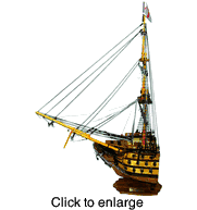 Assembled HMS Victory Wood Model Front Section - click to enlarge