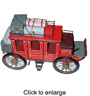 Assembled Replica Metal Old West Stage Coach Model 12" - click to enlarge
