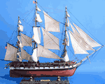 Assembled USS Constellation Wood Model Ship